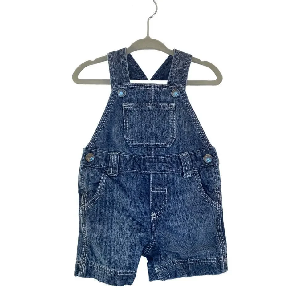 OLD NAVY Unisex Kids Jean Bib Overall Shorts / Size: 3-6 Mos